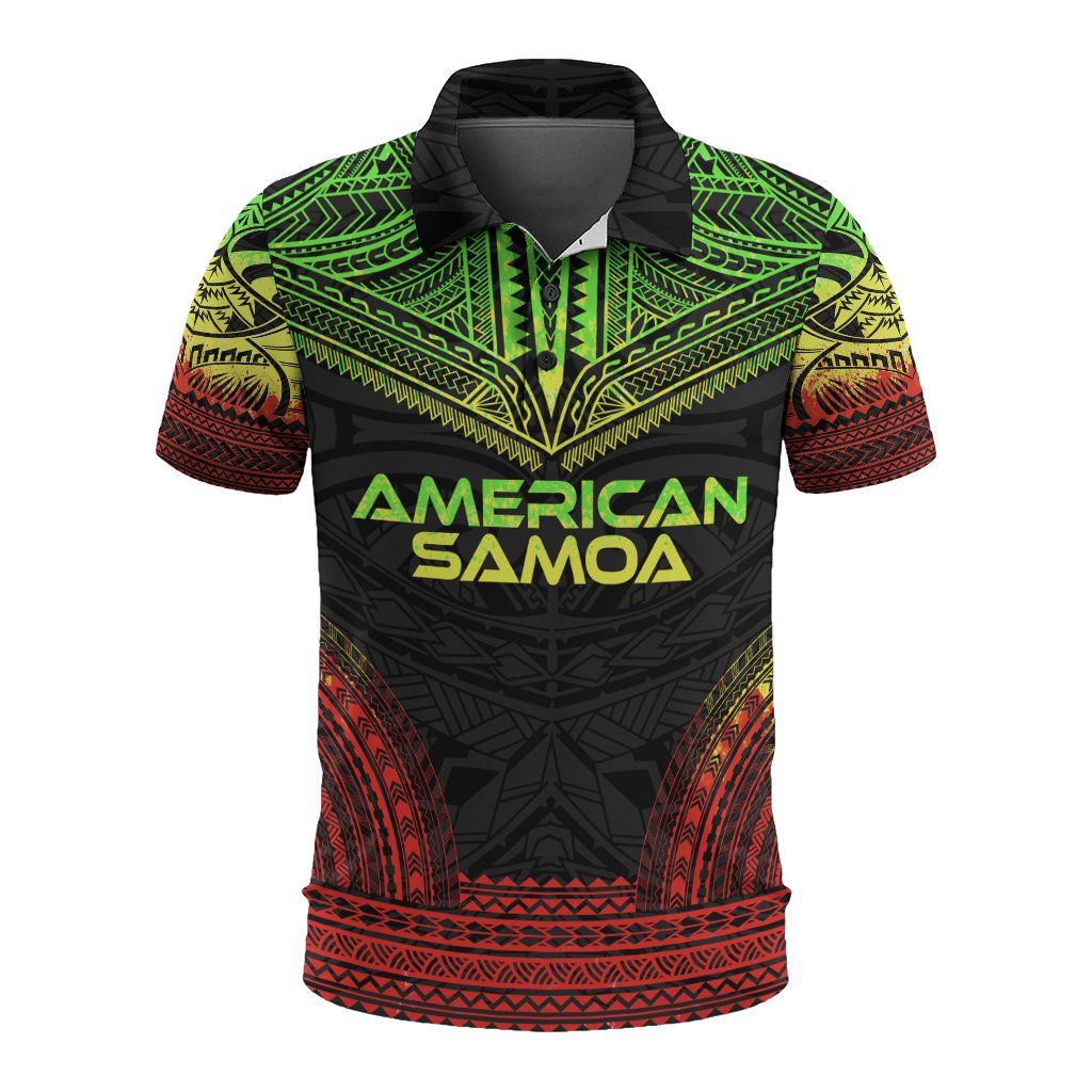 American Samoa Polo Shirt - American Samoa Seal Polynesian Chief Tattoo Reggae Version