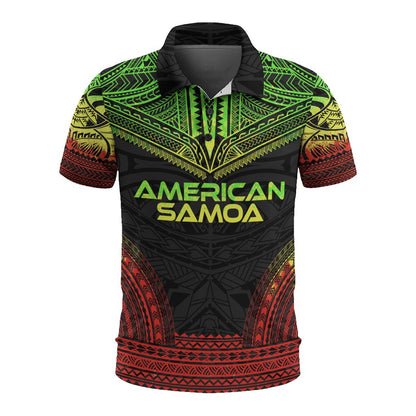 American Samoa Polo Shirt - American Samoa Seal Polynesian Chief Tattoo Reggae Version