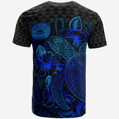 American Samoa T - Shirt - American Samoa Turtle Hibiscus Blue