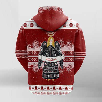Kios Angel Lithuania Folk Style Christmas Zip Hoodie