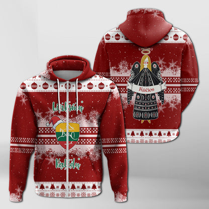 Kios Angel Lithuania Folk Style Christmas Zip Hoodie