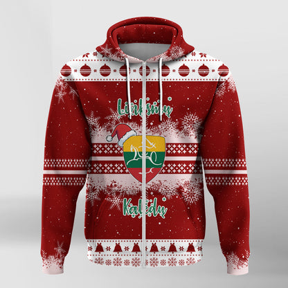 Kios Angel Lithuania Folk Style Christmas Zip Hoodie