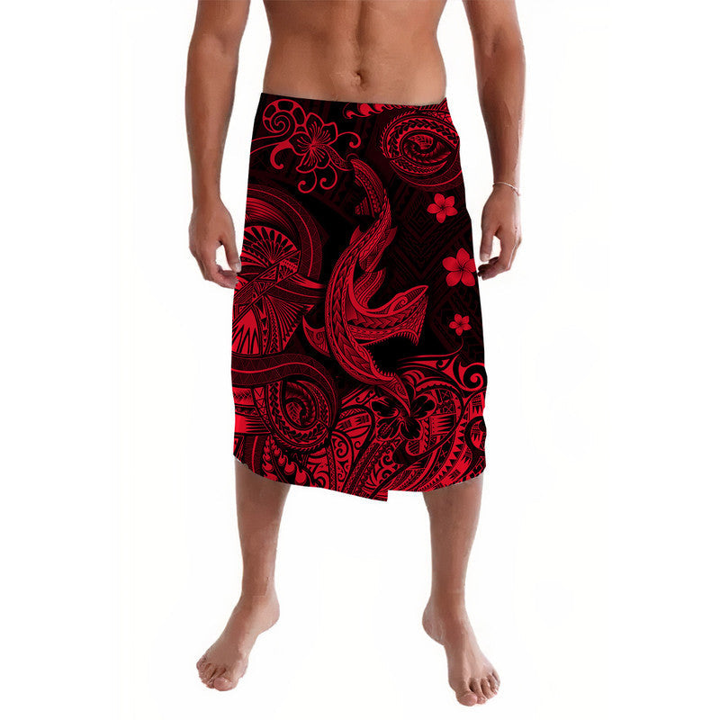 Hawaii Angry Shark Polynesian Lavalava Unique Style - Red
