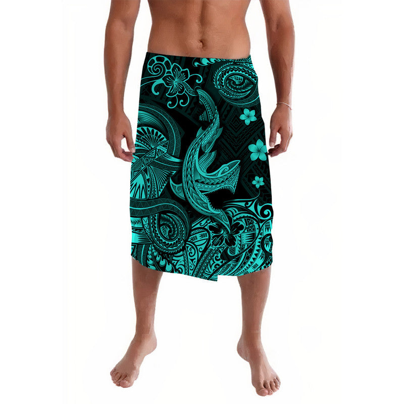 Hawaii Angry Shark Polynesian Lavalava Unique Style - Turquoise