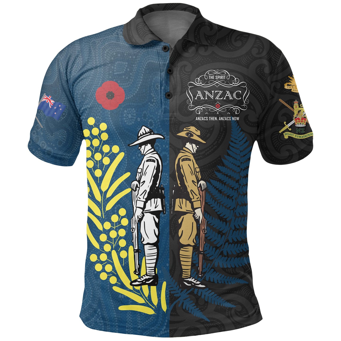 New Zealand Maori Anzac Spirit Polo Shirt Lest We Forget Blue