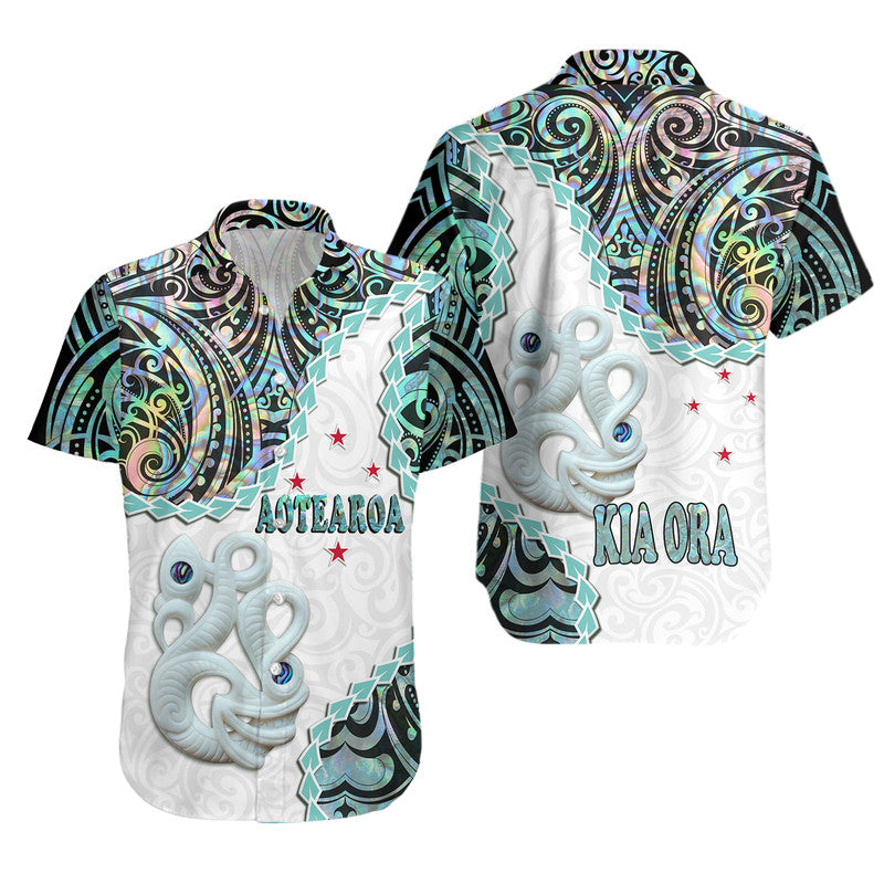 New Zealand Maori Hawaiian Shirt Aotearoa Manaia Basic Paua Shell - Kia Ora