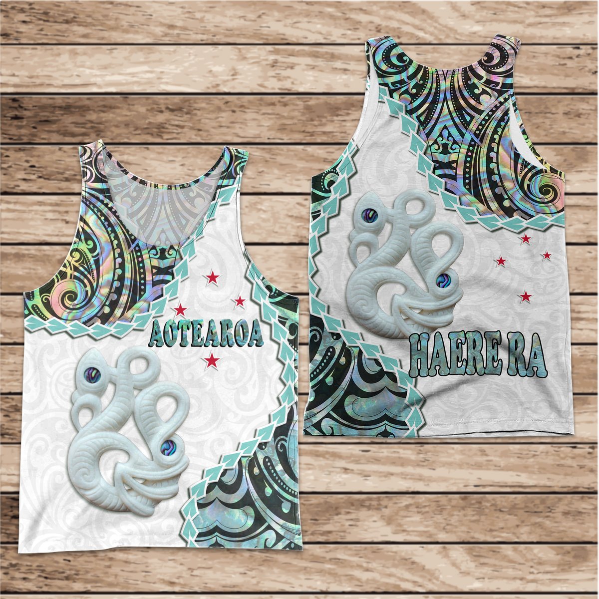 New Zealand Maori Men Tank Top Aotearoa Manaia Basic Paua Shell Heare Ra