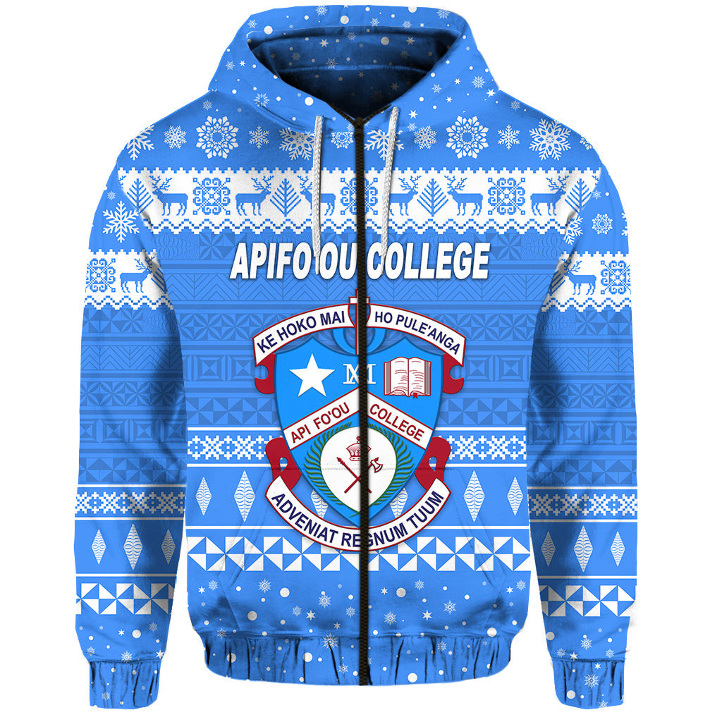 ( Personalised) Apifo'ou College Christmas Zip Hoodie Simple Style