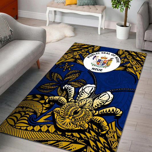 Niue Uga Area Rug Tribal Patterns Blue Style