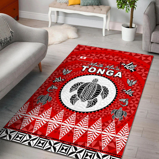 Mate Ma'a Tonga Ngatu Fonu Rugby Area Rug