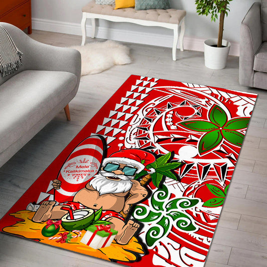 Hawaii Mele Kalikimaka Santa Claus Beach Area Rug
