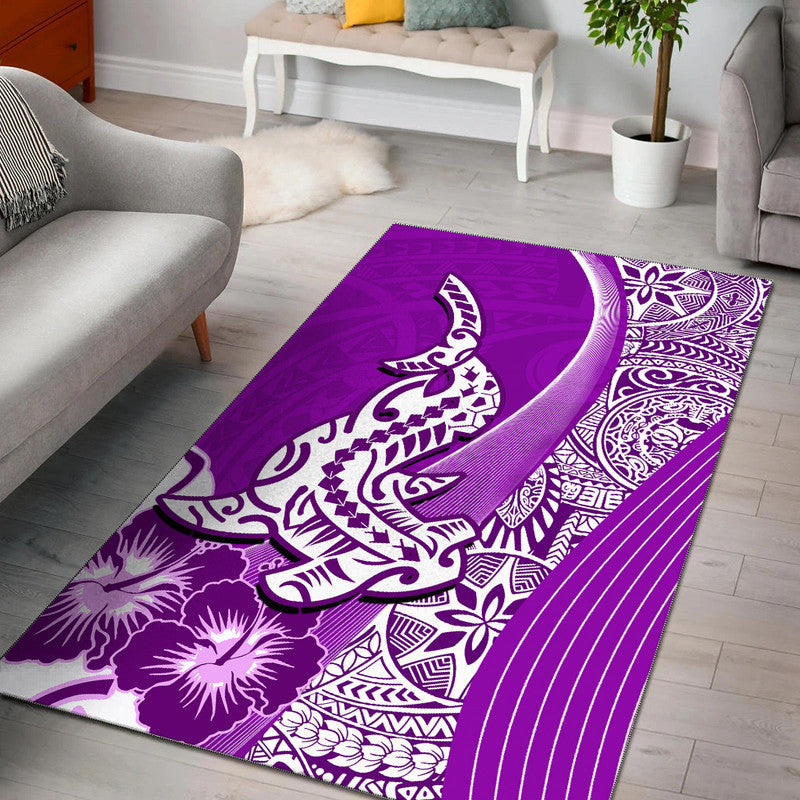 Hawaiian Shark Polynesian Area Rug Vibe Purple Style
