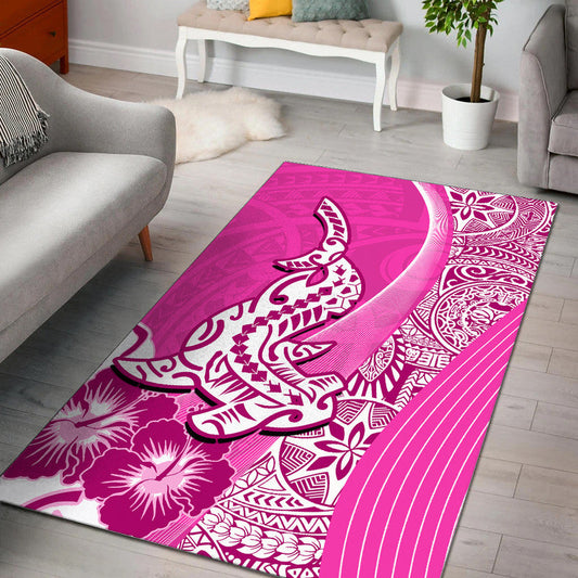 Hawaiian Shark Polynesian Area Rug Vibe Pink Style