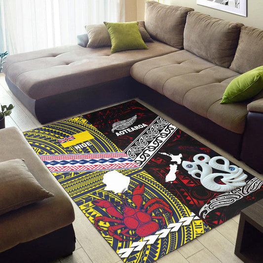 New Zealand And Niue Area Rug Together Red