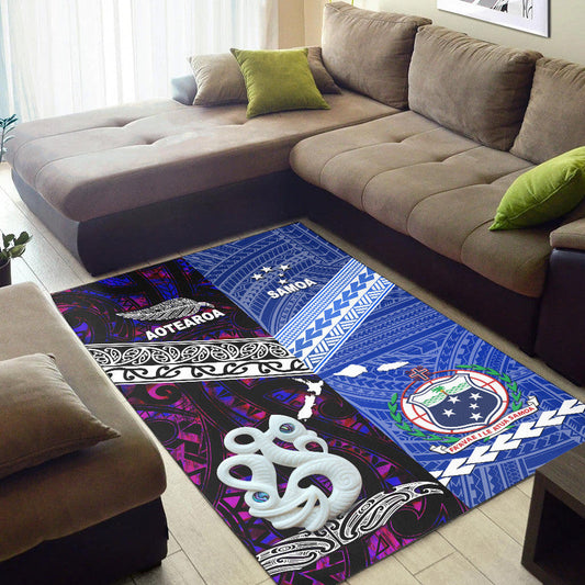 New Zealand And Samoa Area Rug Together Purple