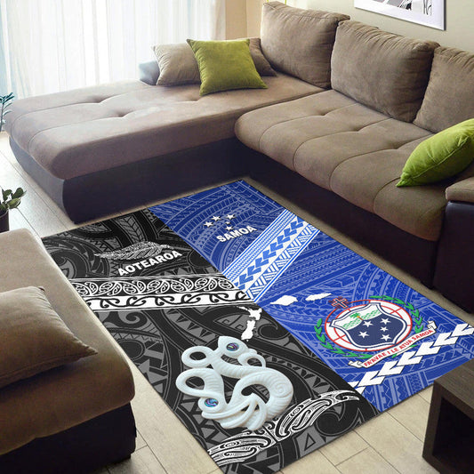 New Zealand And Samoa Area Rug Together Black