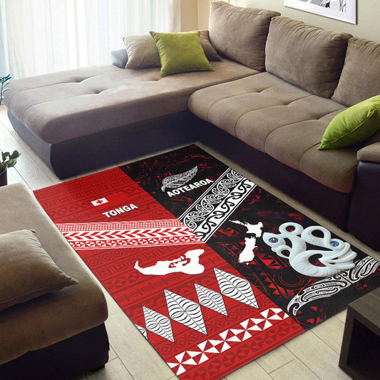 New Zealand And Tonga Area Rug Together Red