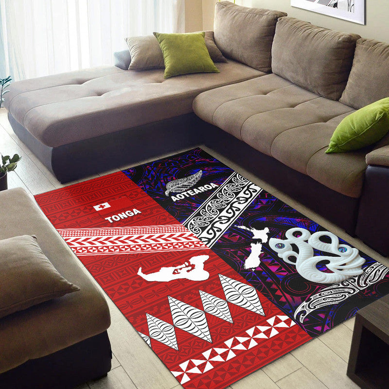 New Zealand And Tonga Area Rug Together Purple