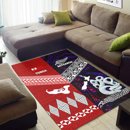 New Zealand And Tonga Area Rug Together Purple