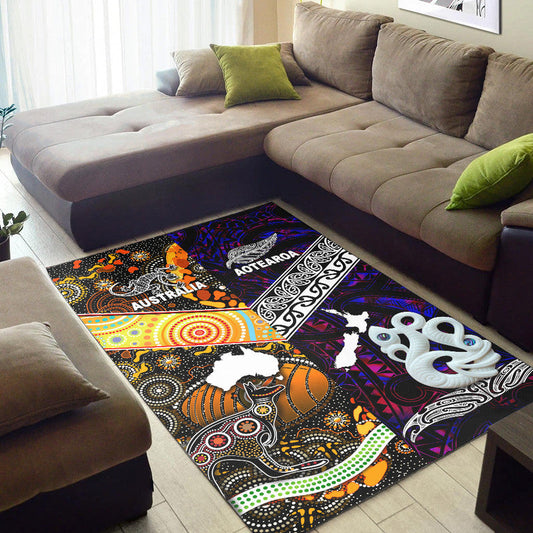 New Zealand Maori Aotearoa And Australia Aboriginal Area Rug Together Purple