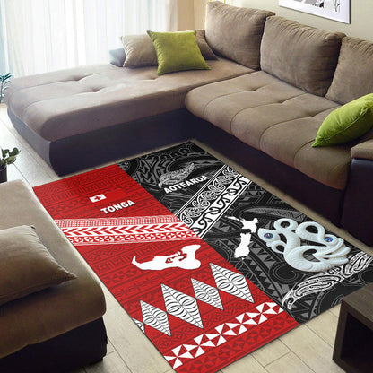 New Zealand And Tonga Area Rug Together Black