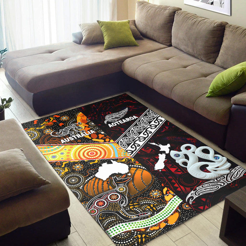 New Zealand Maori Aotearoa And Australia Aboriginal Area Rug Together Red