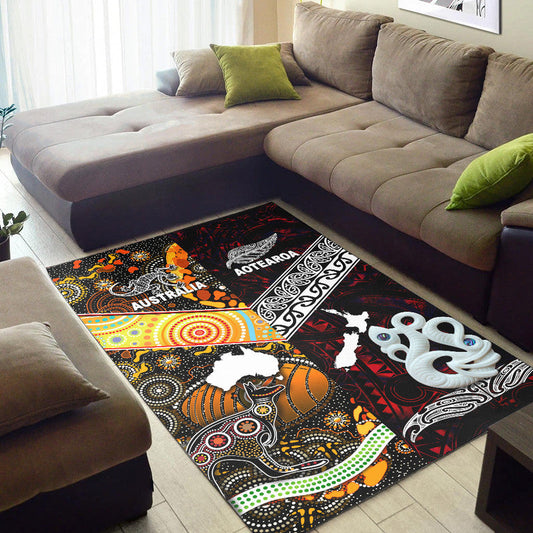 New Zealand Maori Aotearoa And Australia Aboriginal Area Rug Together Red