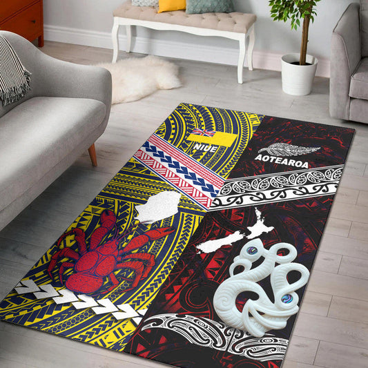 New Zealand And Niue Area Rug Together Red