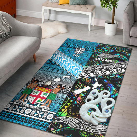 New Zealand And Fiji Area Rug Together Paua Shell