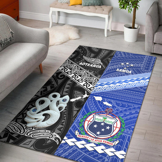 New Zealand And Samoa Area Rug Together Black