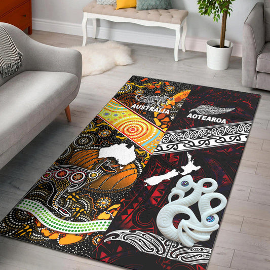 New Zealand Maori Aotearoa And Australia Aboriginal Area Rug Together Red