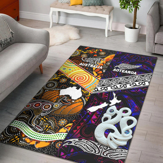 New Zealand Maori Aotearoa And Australia Aboriginal Area Rug Together Purple