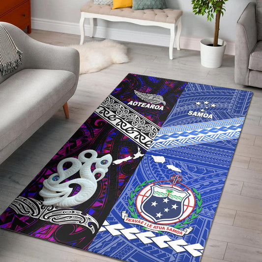 New Zealand And Samoa Area Rug Together Purple