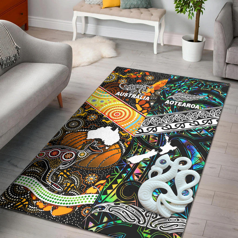 New Zealand Maori Aotearoa And Australia Aboriginal Area Rug Together Paua Shell