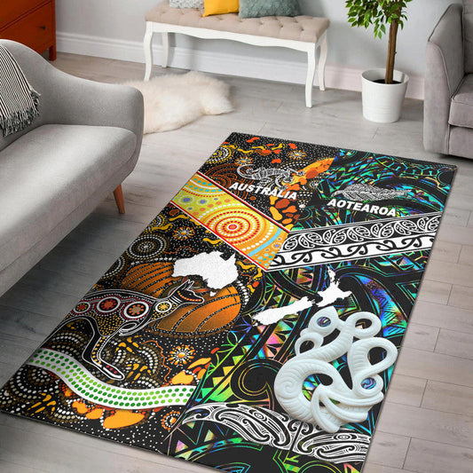 New Zealand Maori Aotearoa And Australia Aboriginal Area Rug Together Paua Shell