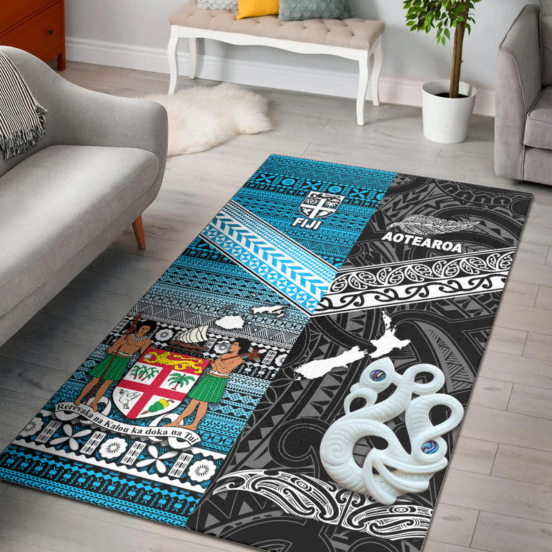 New Zealand And Fiji Area Rug Together Black
