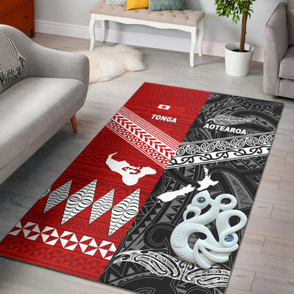 New Zealand And Tonga Area Rug Together Black