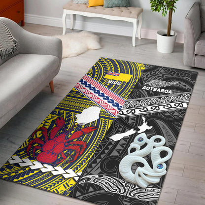 New Zealand And Niue Area Rug Together Black