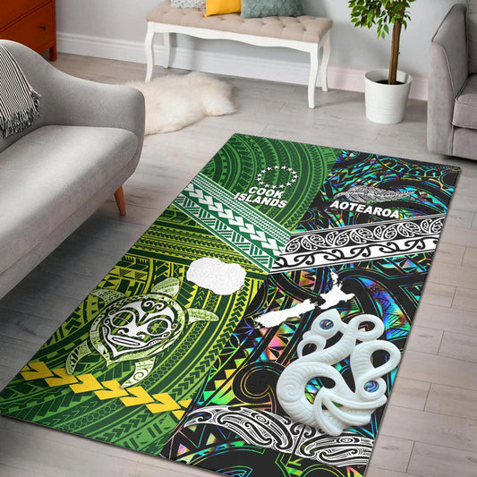 New Zealand And Cook Islands Area Rug Together Paua Shell