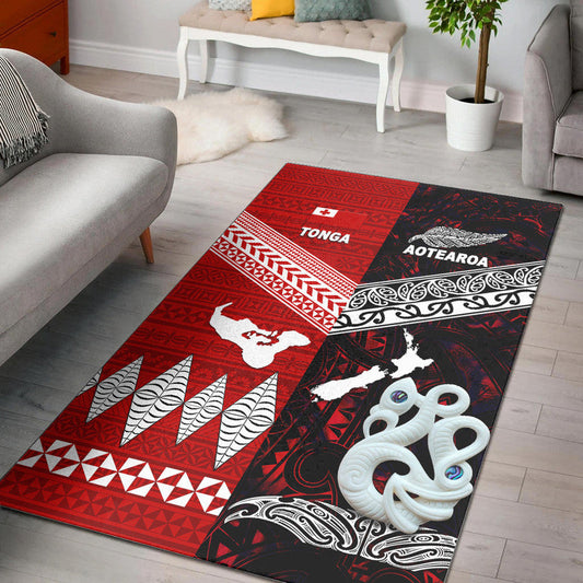 New Zealand And Tonga Area Rug Together Red