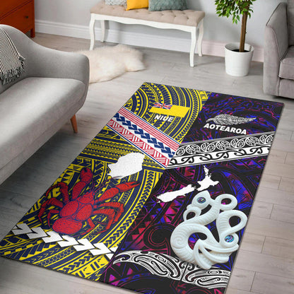 New Zealand And Niue Area Rug Together Purple