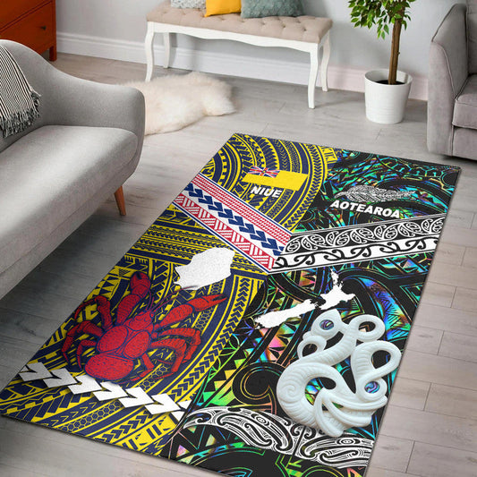 New Zealand And Niue Area Rug Together Paua Shell