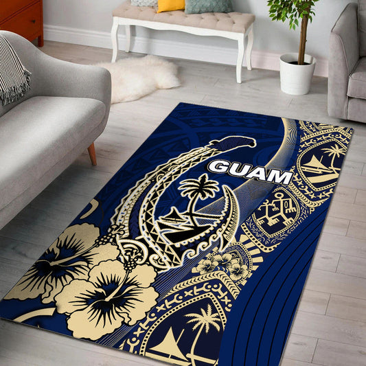 Guam Fish Hook Area Rug Blue Style
