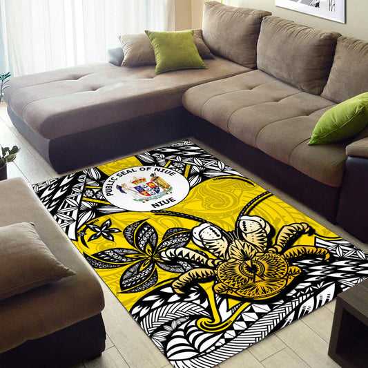 Niue Uga Area Rug Tribal Patterns Yellow Style
