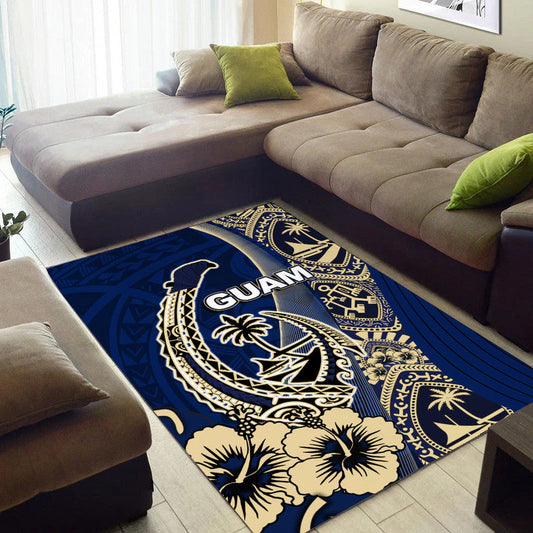 Guam Fish Hook Area Rug Blue Style