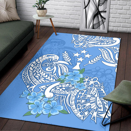 FSM Kosrae State Area Rug Polynesian Floral Tribal