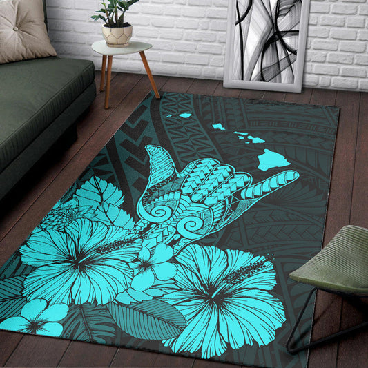 Hawaii Shaka Sign Area Rug Turquoise Version