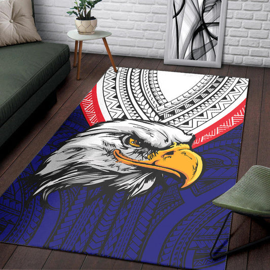 American Samoa Area Rug Bald Eagle with Polynesian Pattern
