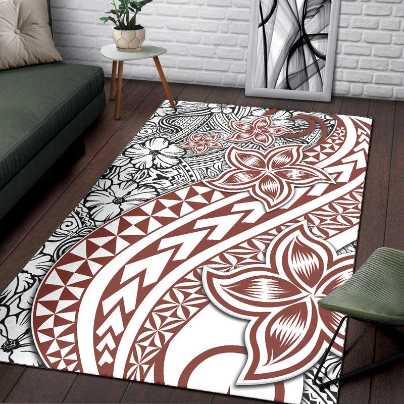 Traditional Polynesian Tribal Tattoo Retro Area Rug