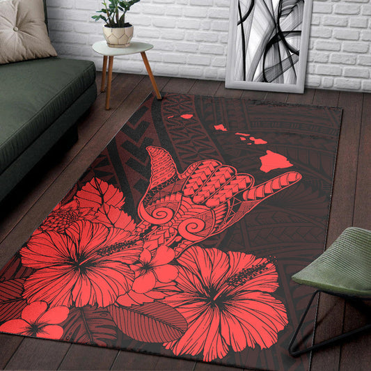 Hawaii Shaka Sign Area Rug Red Version